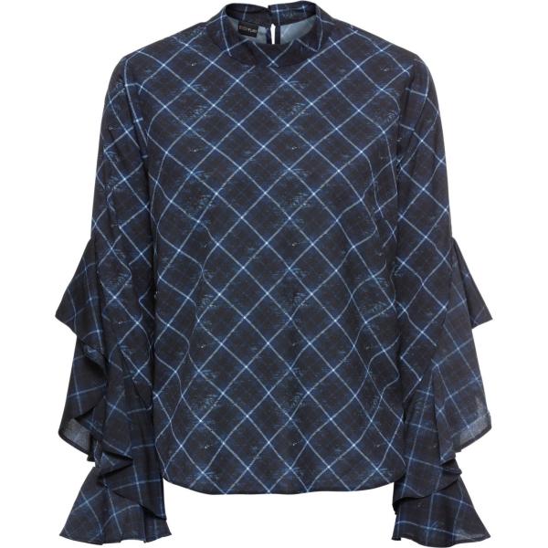 Blusa con volant a maniche lunghe blu Bodyflirt blu