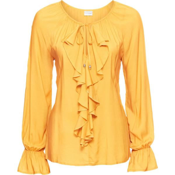 Blusa con volant e scollo giallo Bodyflirt giallo