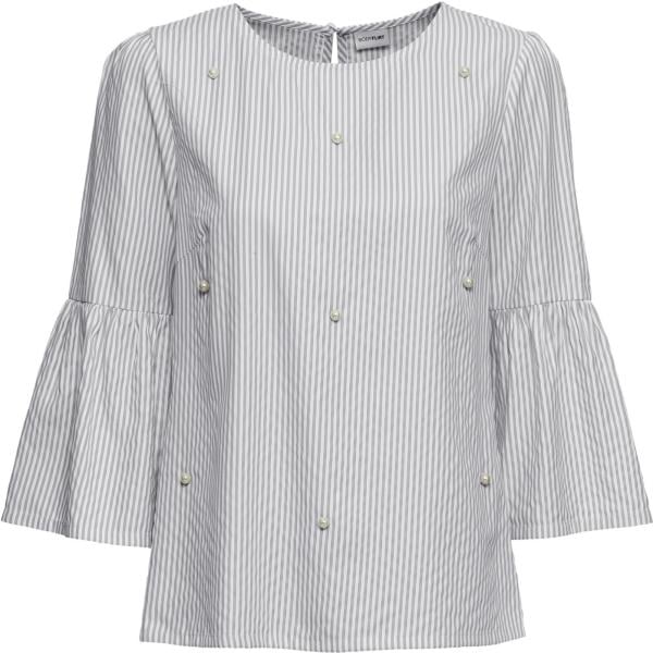 Blusa forma svasata con perle a righe grigio Bodyflirt grigio a righe