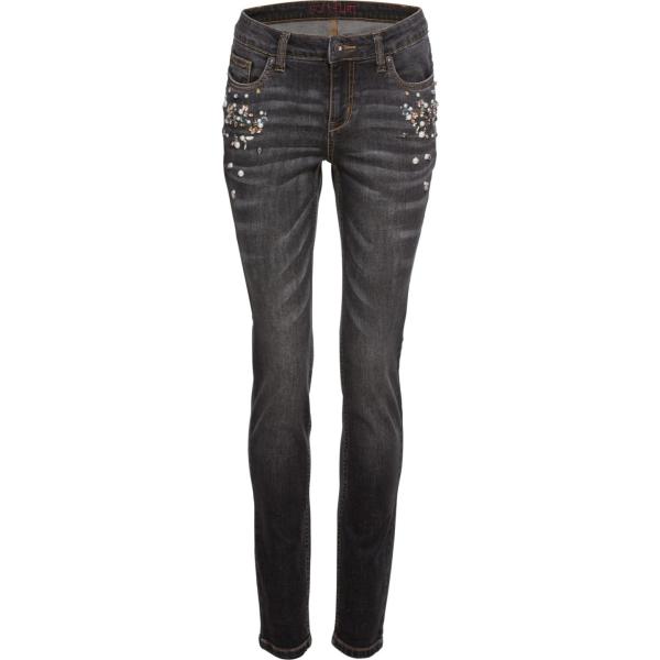 Jeans con perle in denim taglio dritto grigio Bodyflirt grigio