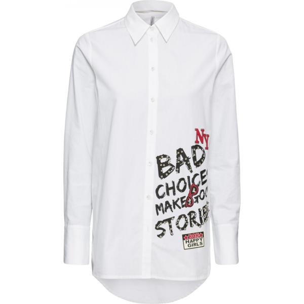 Camicia lunga con stampa Rainbow bianco con stampe