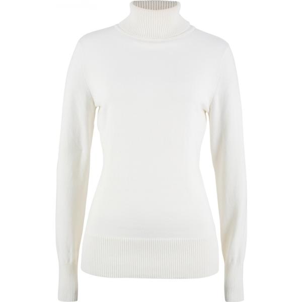 Maglia a coste collo a dolcevita con polsini Bpc bonprix collection bianco