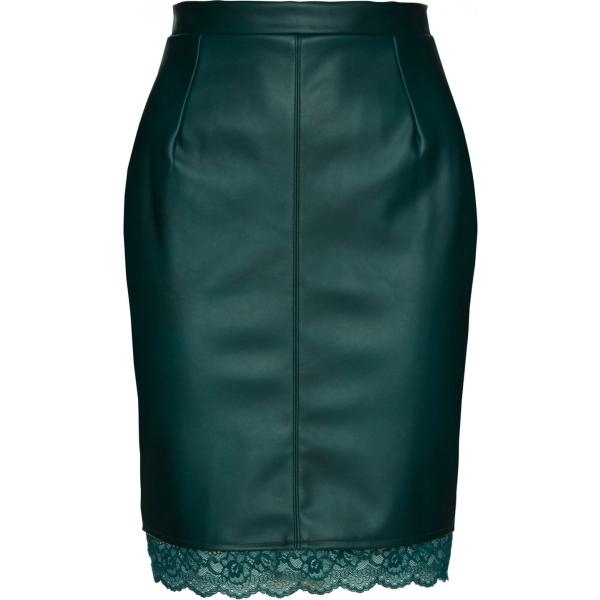 Gonna con pizzo in pelle sintetica con spacco verde Bpc selection premium verde