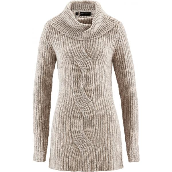Pullover a trecce collo alto grigio e corda Bpc selection grigio