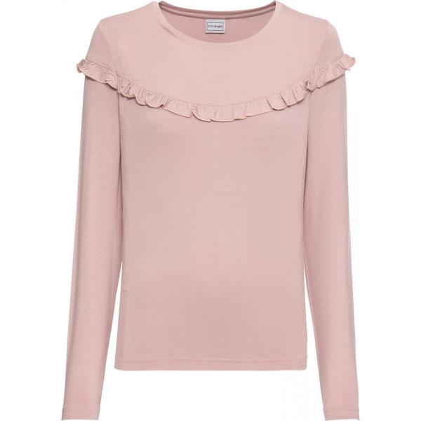 Maglia con ruches e scollo a maniche lunghe jersey rosa Bodyflirt rosa