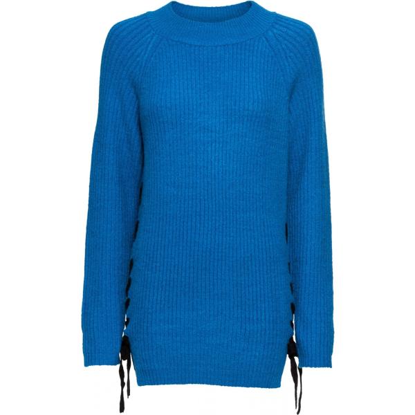 Pullover spacchi laterali contrasto collo alto blu e corda Bodyflirt blu