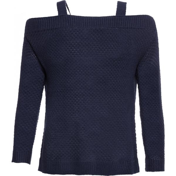 Pullover a coste con spalle scoperte blu e corda Bodyflirt blu