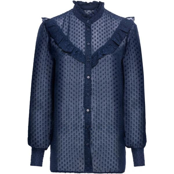 Camicetta a pois chiffon con scollo blu Bodyflirt blu a pois