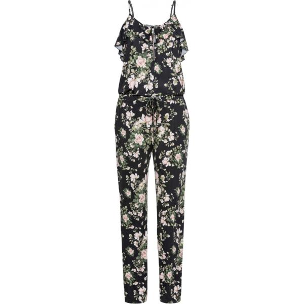 Tuta con volant fantasia floreale con spalline sottili e zip nero Rainbow nero a fiori
