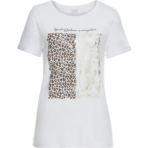 Maglia con stampa a maniche corte a punta bianco Bodyflirt bianco con stampe