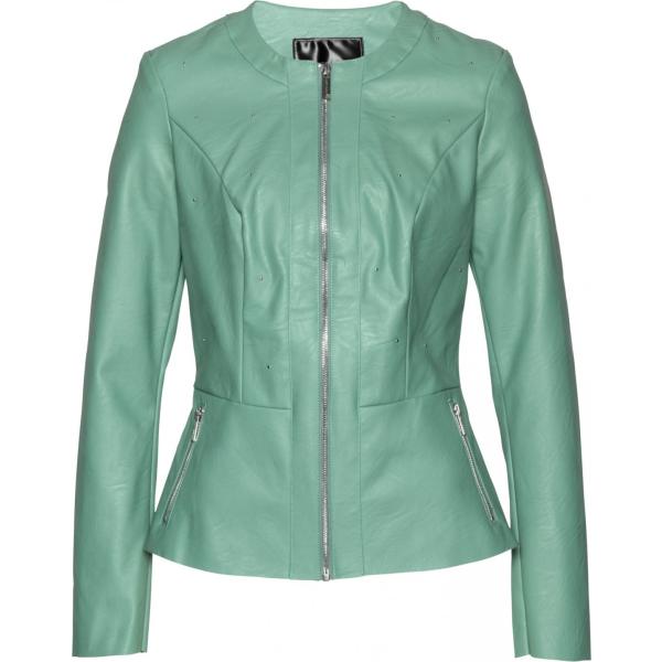 Giacca con zip in pelle sintetica verde Bpc selection verde