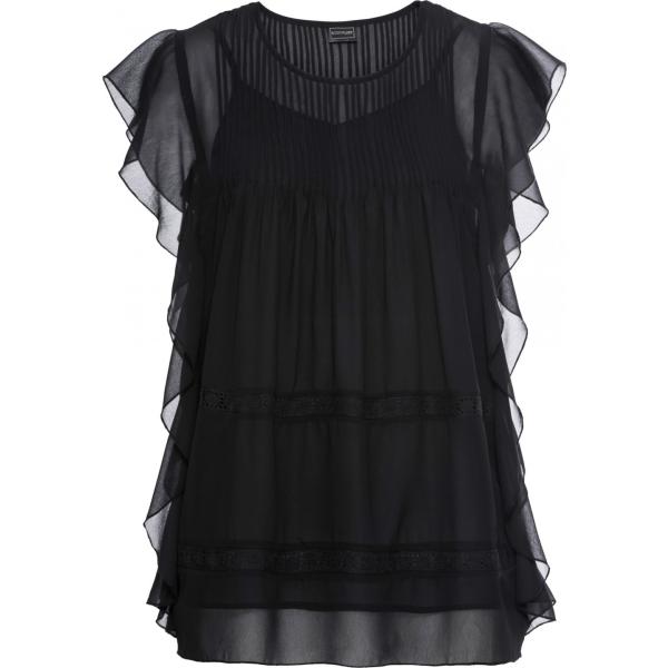Blusa con volant e scollo Bodyflirt nero