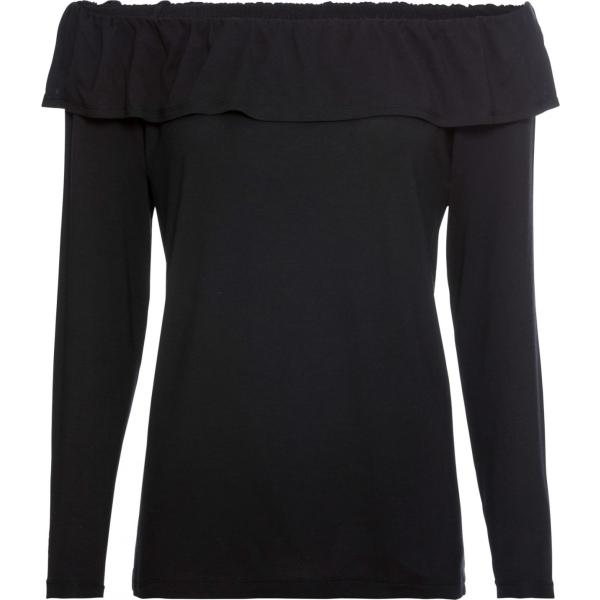 Maglia con volant e scollo a maniche 3/4 nero Bodyflirt nero