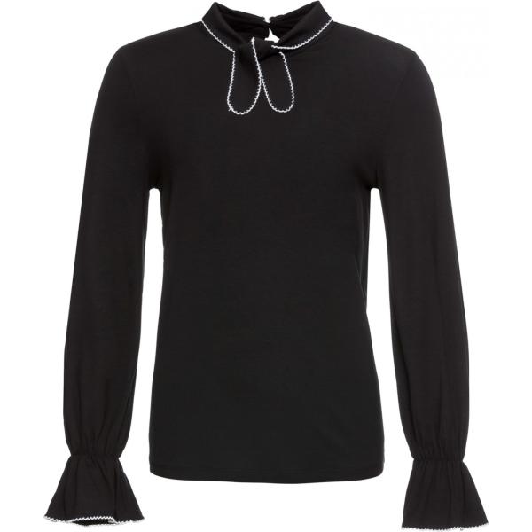 Maglia con fiocco e spacco con scollo a maniche lunghe nero Bodyflirt nero