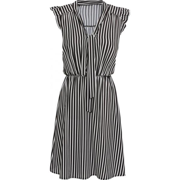 Vestito con fiocco e ruches con scollo nero Bodyflirt nero