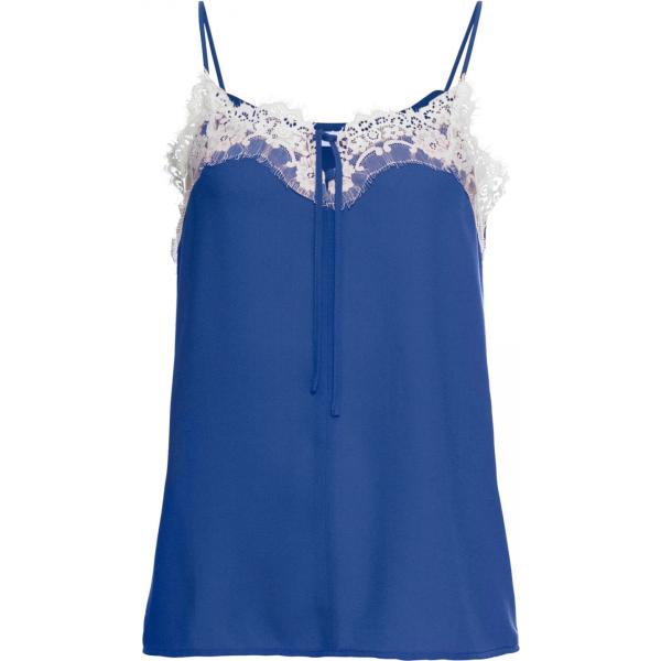 Top con pizzo e scollo con bottoni blu Bodyflirt blu