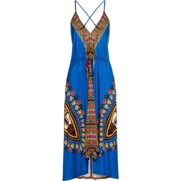 Vestito con stampa e scollo con lacci incrociati blu BODYFLIRT boutique blu con stampe