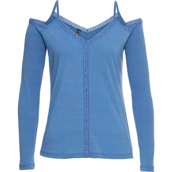 Blusa con spalline sottili a maniche lunghe in maglina blu Rainbow blu