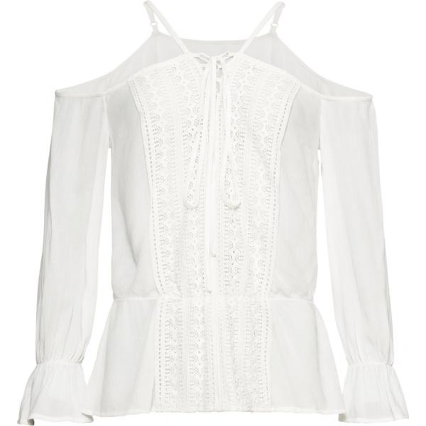 Blusa con pizzo e spalle scoperte con laccetti bianco Bodyflirt bianco