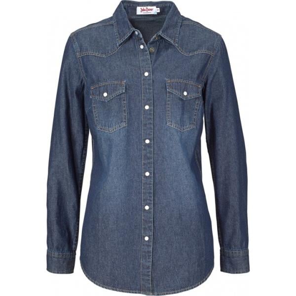 Camicia sport contrasto a maniche lunghe in denim con bottoni John Baner JEANSWEAR blu