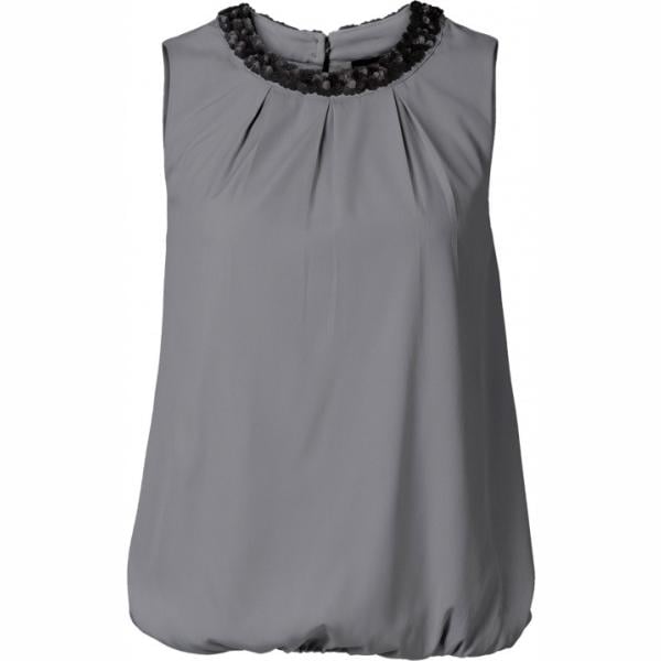 Blusa forma svasata con paillettes e scollo con pieghe Bodyflirt grigio