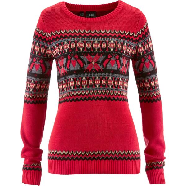 Pullover con scollo rosso e corda Bpc bonprix collection rosso
