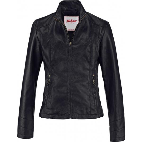 Giacca taglio dritto con zip in pelle sintetica con nappine John Baner JEANSWEAR nero