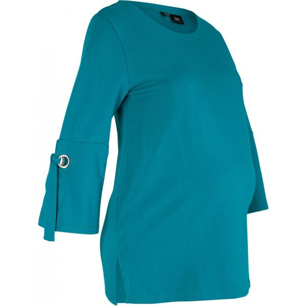 Felpa premaman con scollo in pile Bpc bonprix collection verde