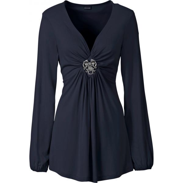 Maglia con spilla scollo profondo a maniche lunghe Bodyflirt blu