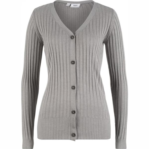 Cardigan a coste grigio e corda Bpc bonprix collection grigio