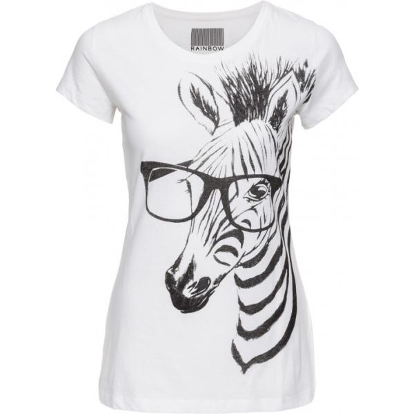 T-shirt animalier in denim Rainbow bianco animalier