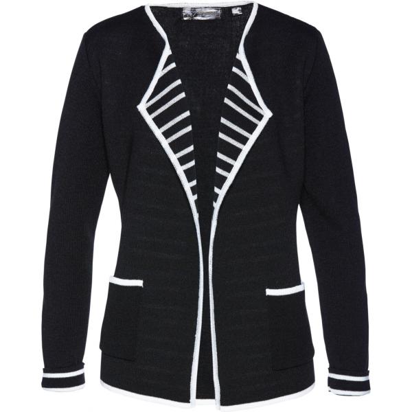 Cardigan a righe con tacco squadrato collo aperto bianco e nero e corda Bpc selection bianco a righe