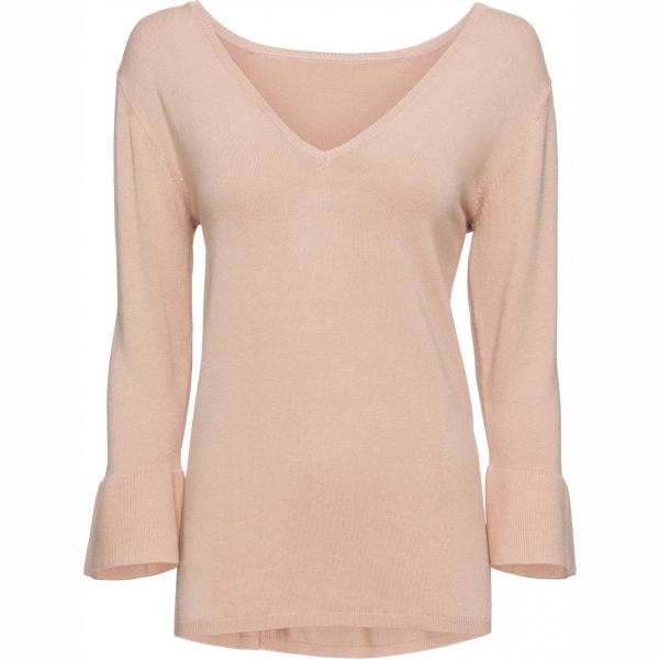 Pullover con volant e scollo beige e corda Bodyflirt