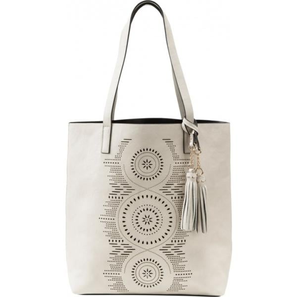 Shopping bag con manico e nappine beige Bpc bonprix collection