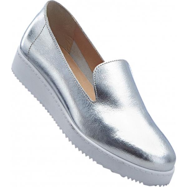 Mocassini con plateau suola leggera effetto metallizzato argento Bpc bonprix collection grigio