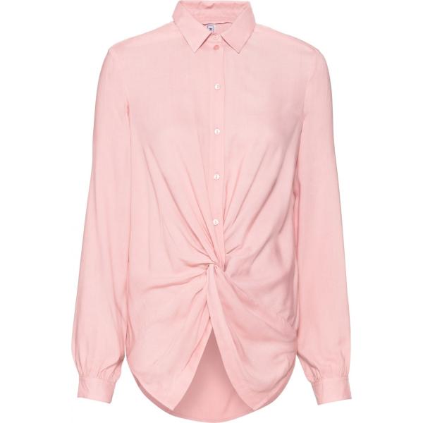 Blusa con nodi a maniche lunghe in denim rosa Rainbow rosa