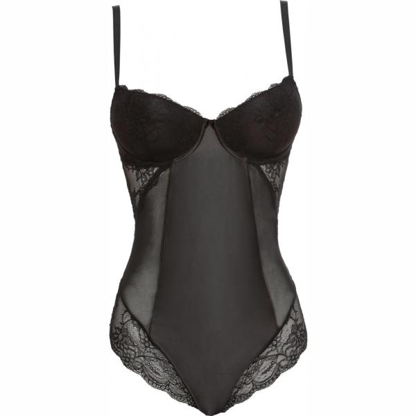 Body con pizzo effetto lucido nero Bodyflirt nero