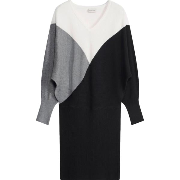 Vestito corto da donna in nero pece lavorato a maglia corto bonprix