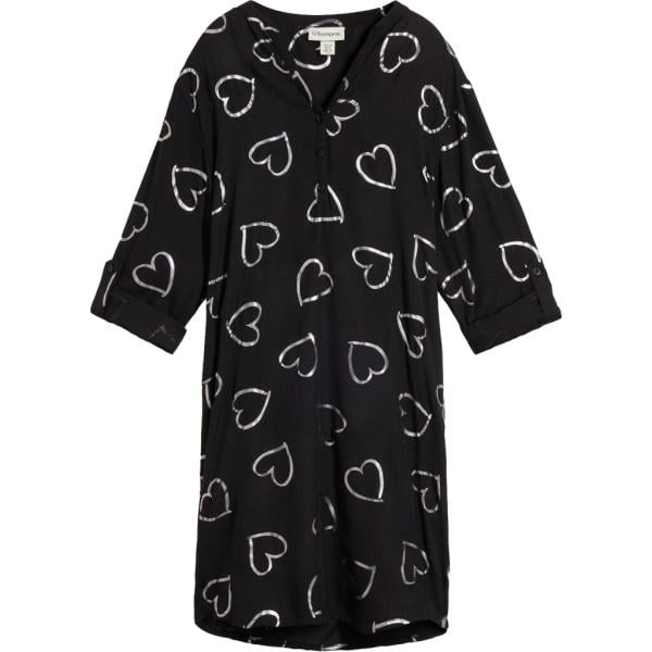 Camicia da donna in nero pece con stampe effetto lucido lungo bonprix bonprix