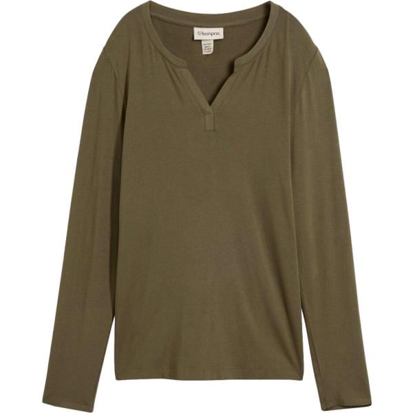 T-shirt da donna in verde scuro a maniche lunghe in viscosa bonprix bonprix