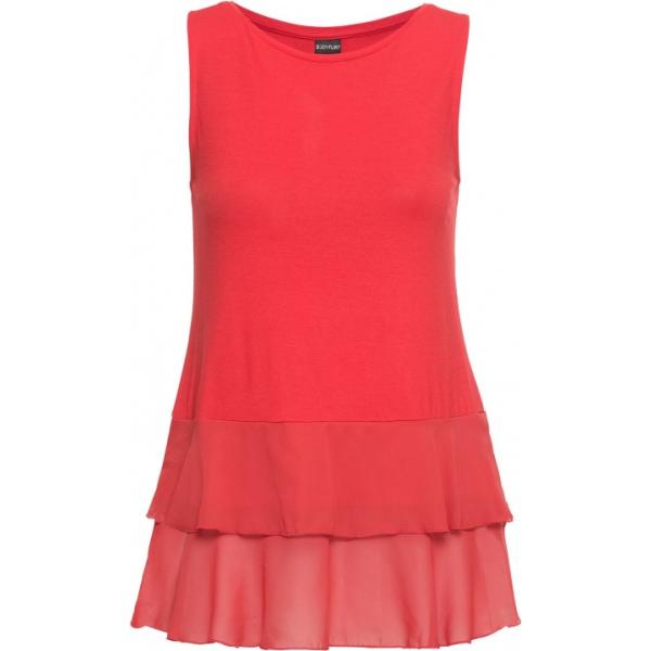 Top con volant chiffon con balze elasticizzato rosso Bodyflirt rosso
