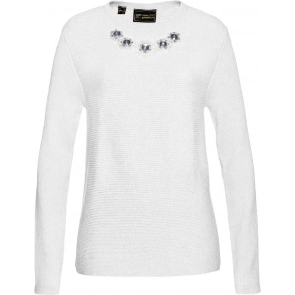 Pullover con scollo filato bianco e corda Bpc selection premium bianco