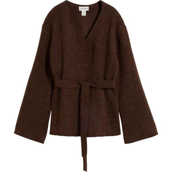 Cardigan da donna in marrone scuro con cintura bonprix bonprix