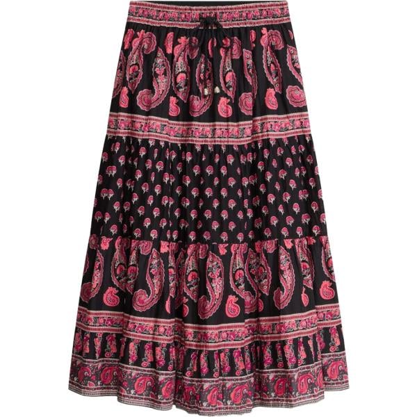 Gonna lunga da donna in nero pece con ruches lungo con lacci bonprix bonprix