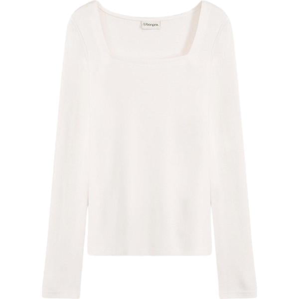 T-shirt da donna in bianco neve con scollo a maniche lunghe bonprix bonprix