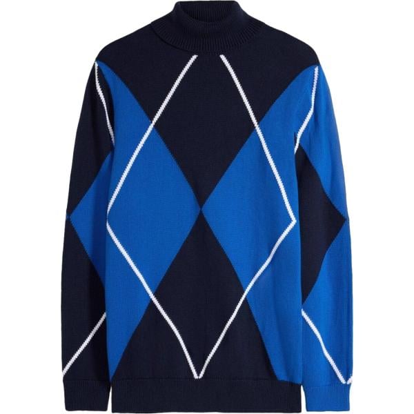 Maglione da uomo in blu scuro collo alto bonprix