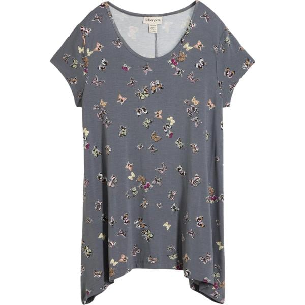 T-shirt da donna oversize in grigio scuro lavorato a maglia con scollo a maniche corte in denim bonprix bonprix