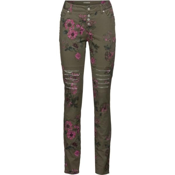 pantaloni skinny Rainbow verde a fiori