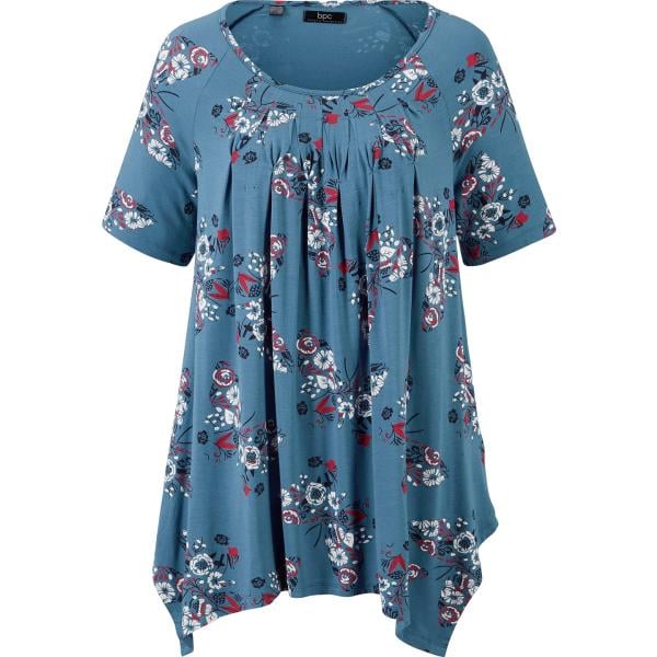 maglione da donna in blu scuro lungo a maniche corte bonprix