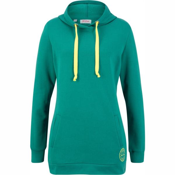 Felpa lunga contrasto con cappuccio e coulisse John Baner JEANSWEAR verde con stampe